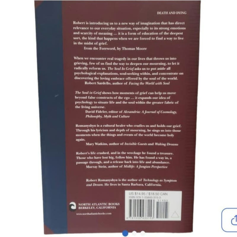 **Sold** 3/$12 The Soul In Grief Robert Romanyshyn Paperback Book - Picture 4 of 7